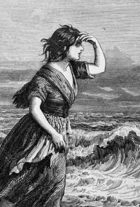 woman wandering the beach